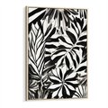 Obraz w ramie 70x100 - Czarne Liście - akwarelowy obraz, czarno biały - rama drewno