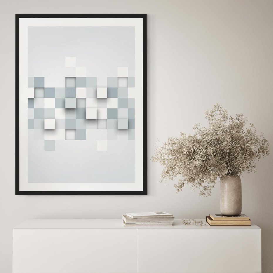 Plakat bez ramy 50x70 - Trójwymiarowe formy geometryczne - geometria, 3D