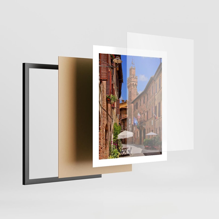 Plakat w ramie 40x50 - Urok włoskich uliczek - włoskie, uliczki - rama czarna