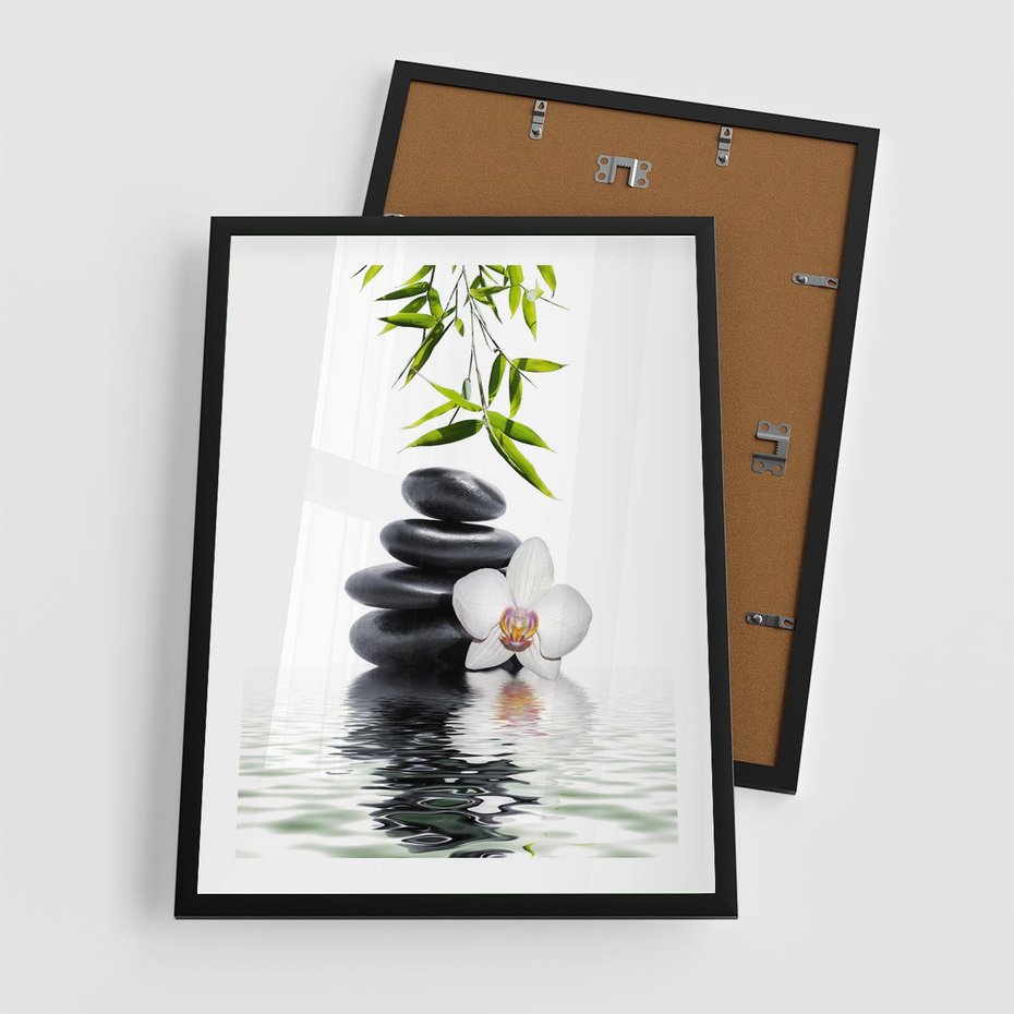 Plakat w ramie 50x70 - Orchidea w Spa - spa, orchidea - rama czarna