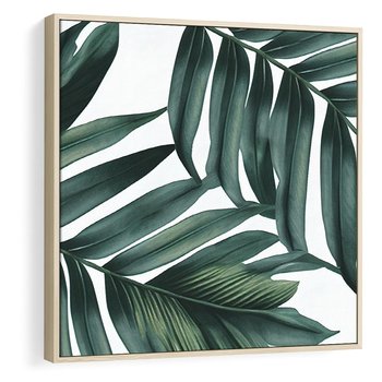 Obraz w ramie 50x50 - Ruchome liście czasu - liście palmy, tropikalne - rama drewno