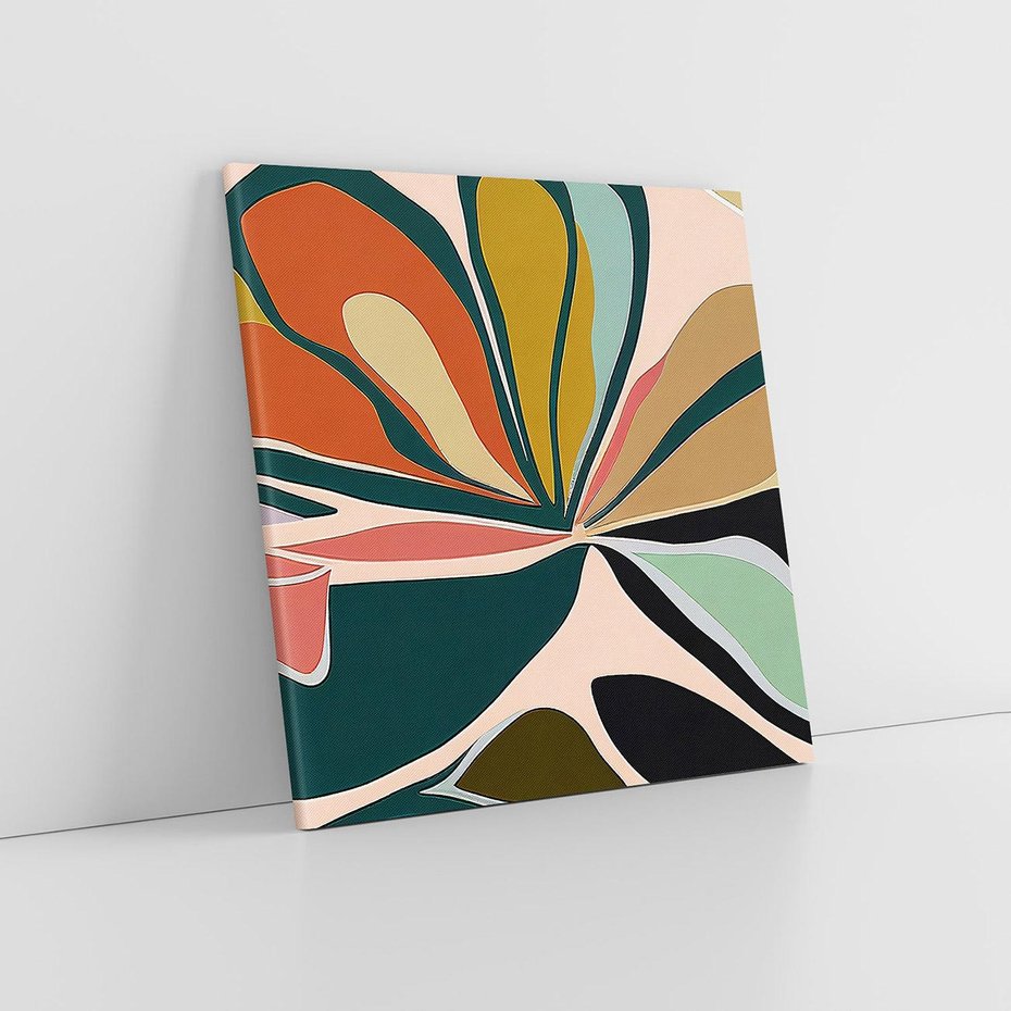 Obraz na płótnie 70x70 - Kolory Ziemi - olejny obraz, abstrakcja w kształcie kwiatu