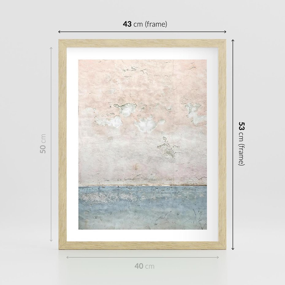 Plakat w ramie 40x50 - Obraz Starej Ściany z Delikatnymi Odcieniami - ściana, stara ściana - rama drewno