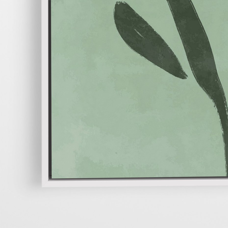Obraz w ramie 80x120 - Objęcia Zieleni - zielona abstrakcja, zgaszona zieleń - rama biała