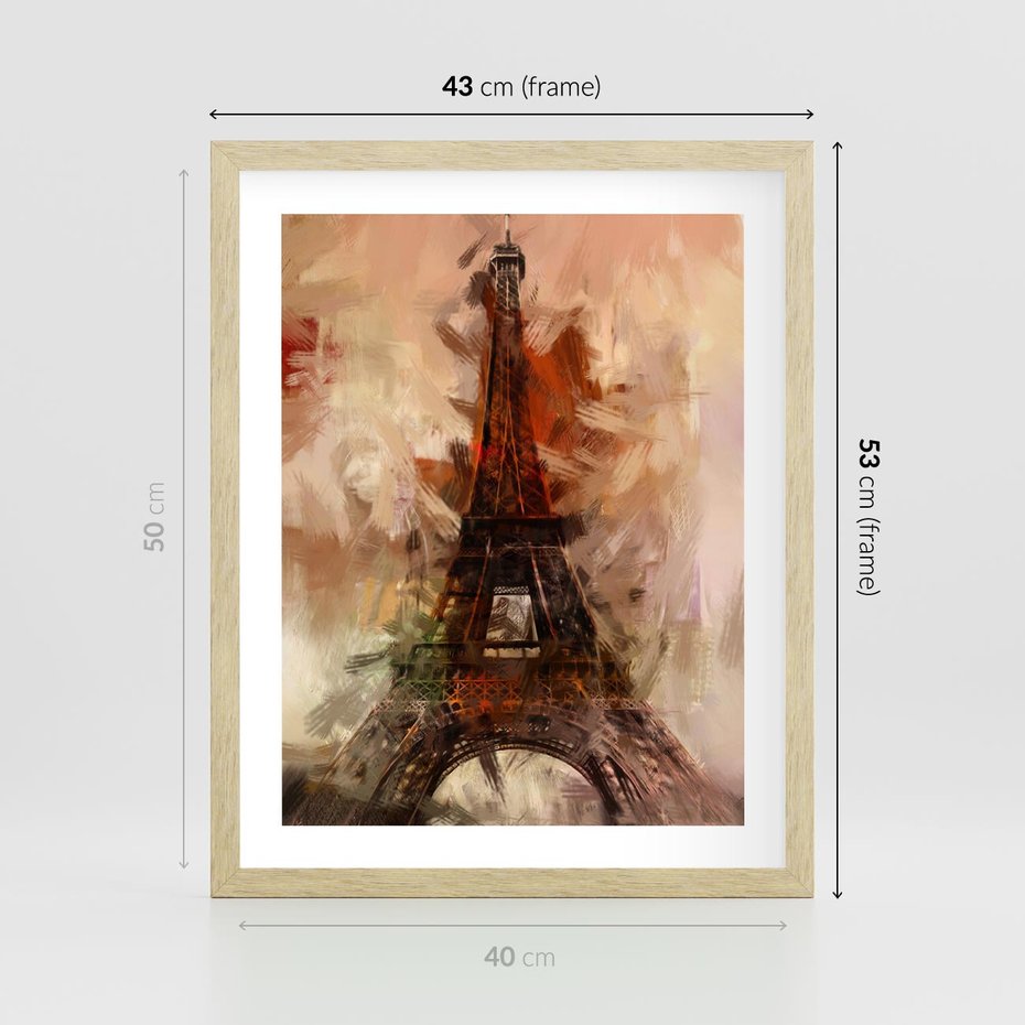 Plakat w ramie 40x50 - Abstrakcyjna Eiffla - miasto w nowej formie - Eiffla, abstrakcja - rama drewno