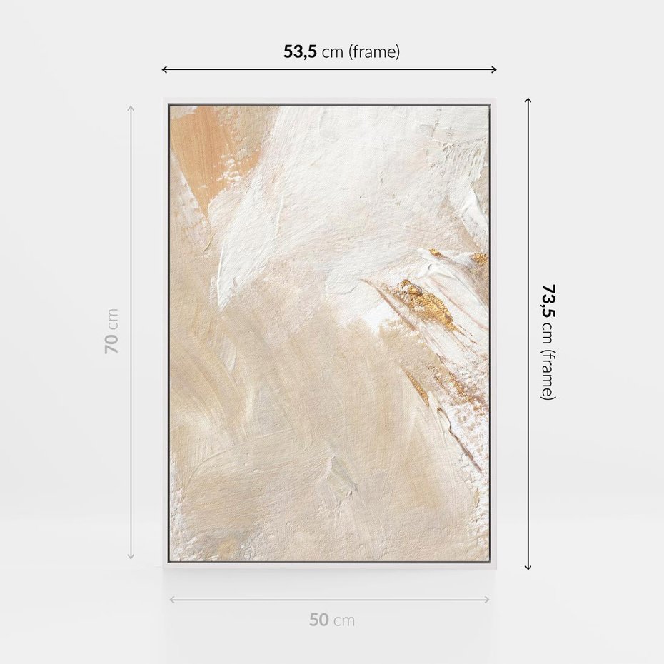 Obraz w ramie 50x70 - Elegancja w Złocistym Chaosie - złoto beż, abstrakcja - rama biała