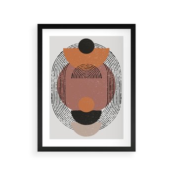 Plakat w ramie 50x70 - Abstrakcja w Odcieniach Brązu i Beżu - geometria, abstrakcyjna grafika - rama czarna
