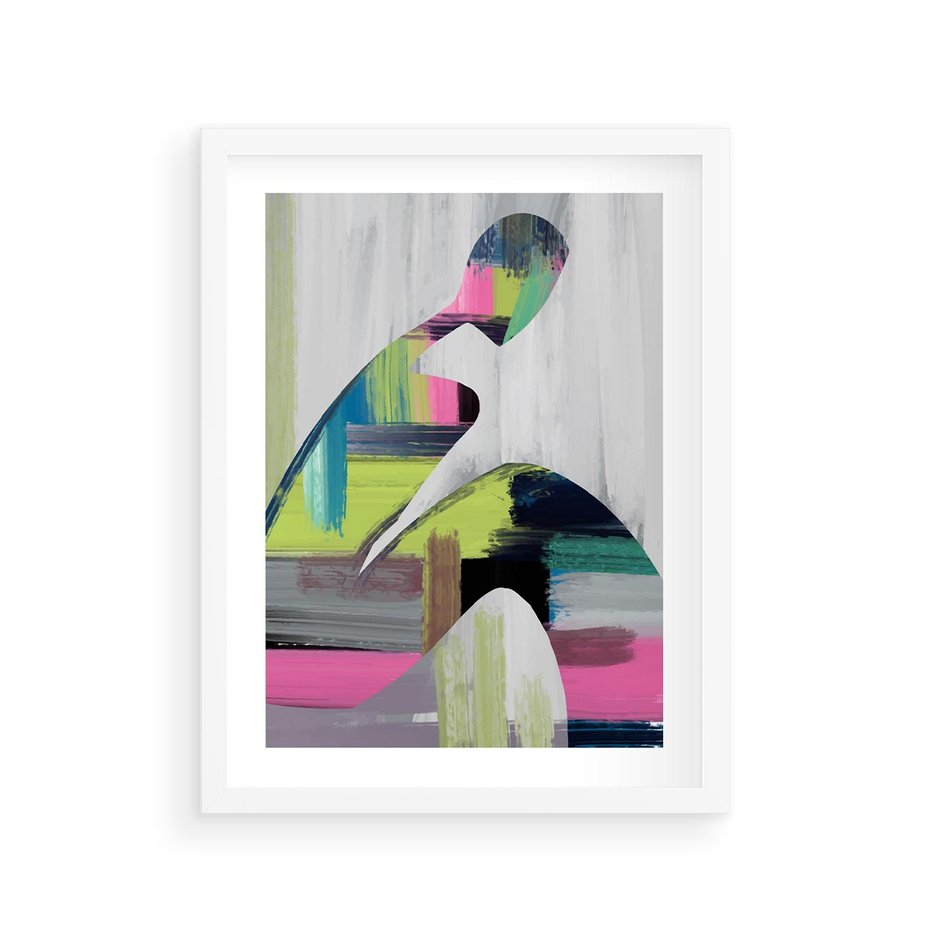 Plakat w ramie 30x40 - Impulsy Marzeń - abstrakcyjna sztuka, nowoczesny obraz - rama biała