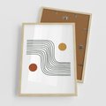 Plakat w ramie 50x70 - Kontury Harmonii - nieregularne linie, koła - rama drewno