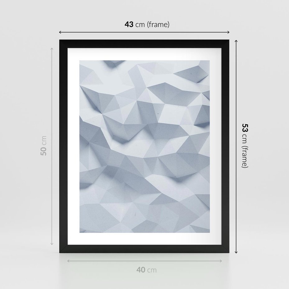 Plakat w ramie 40x50 - Trójwymiarowa geometria - geometria, 3d - rama czarna