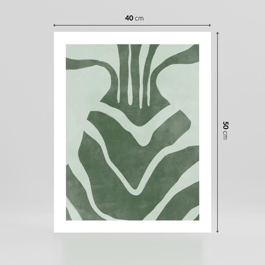 Plakat bez ramy 40x50 - Zieleń Odpoczynku - zielony plakat, nieregularne splątane linie