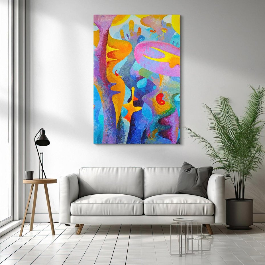 Obraz na płótnie 80x120 - Płomienne Tańce Abstrakcji - energetyczna abstrakcja, dziwne formy