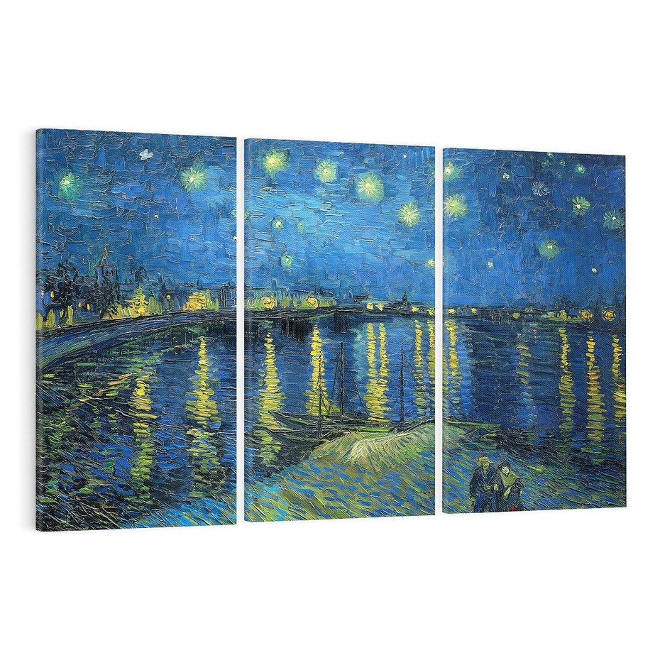 Obraz na płótnie 120x80 - "Starry Night Over the Rhone" (1888) Vincent van Gogh - Reprodukcja - reprodukcja, obraz na płótnie