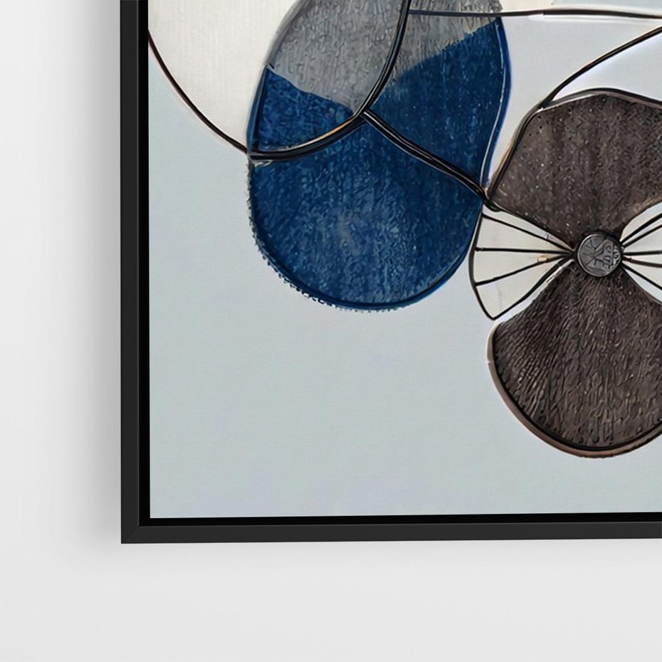 Obraz w ramie 100x70 - Plamy w Niebieskim - sztuka abstrakcyjna, linie - rama czarna