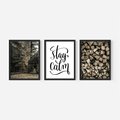 Zestaw obrazy w ramie 30x40 galeria - Spokój, cytat, typografia, rustykalny - rama czarna