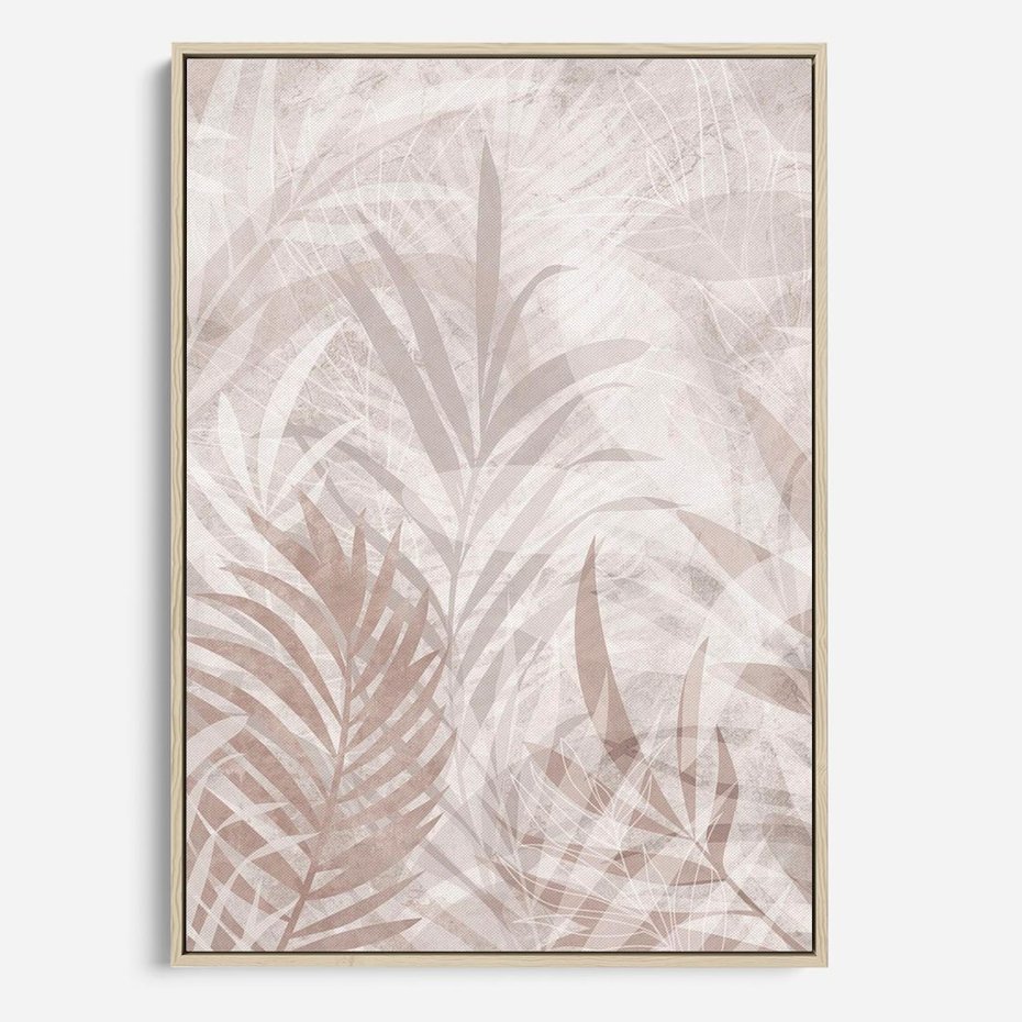 Obraz w ramie 80x120 - Pejzaż zaklętych uczuć - monochromatyczne, w odcieniach beżu - rama drewno