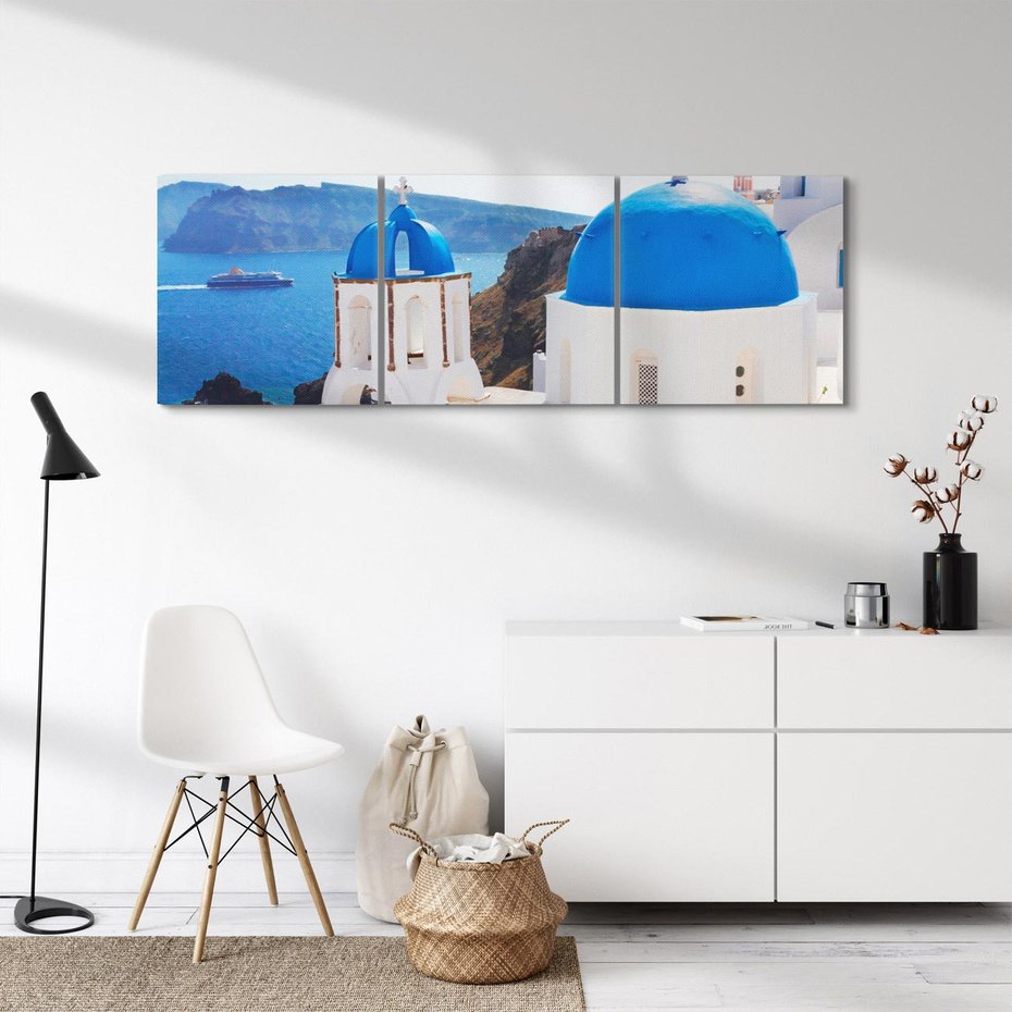 Obraz na płótnie 150x50 - Perspektywa na Santorini - Santorini, perspektywa