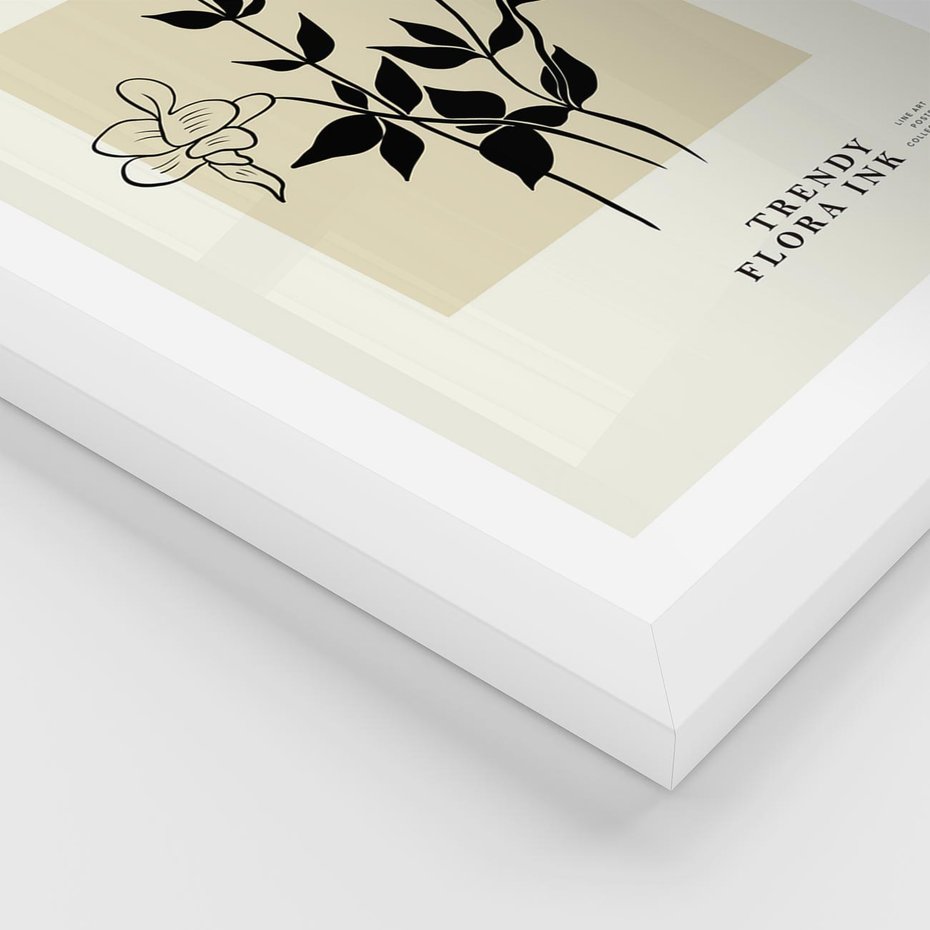 Plakat w ramie 50x70 - Malowane szkicowe tęsknoty - kwiaty, typografia - rama biała