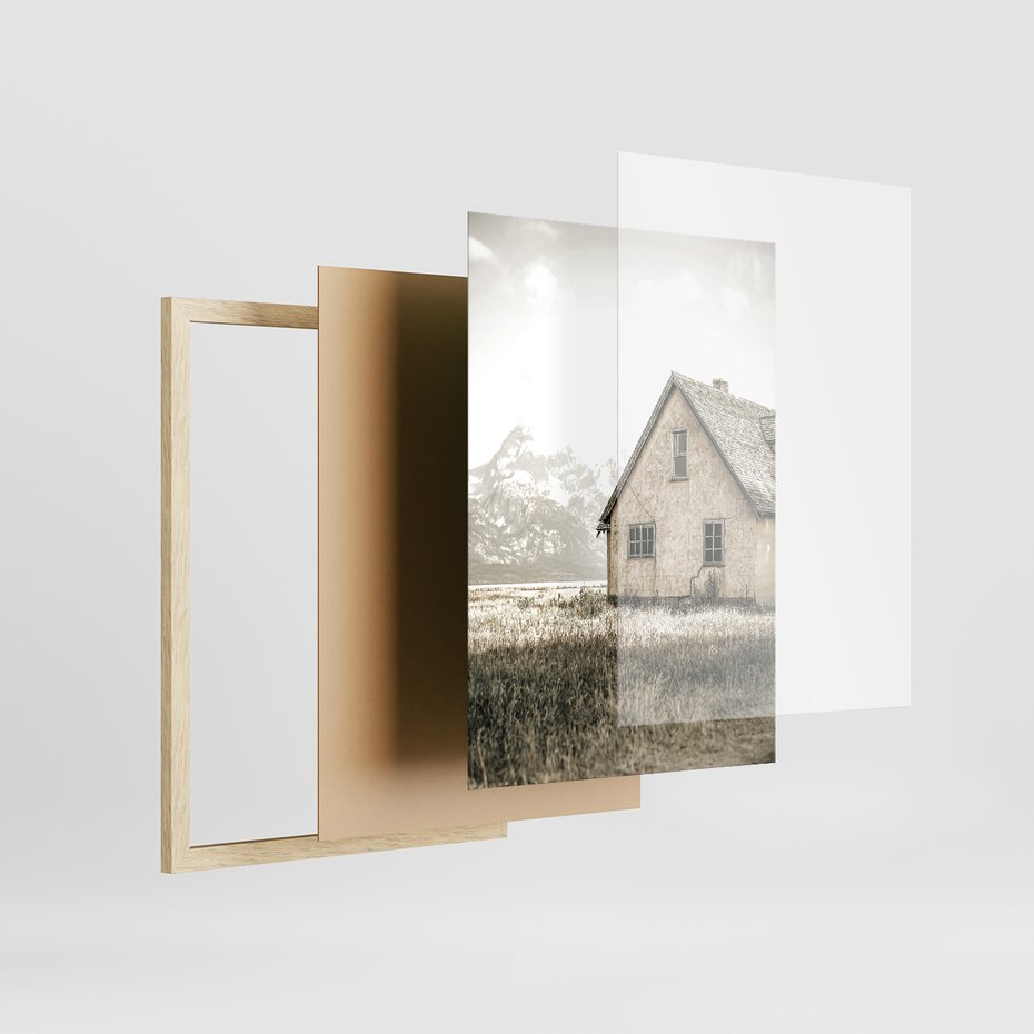 Zestaw obrazy w ramie 30x40 galeria - Rustykalny, cytat, dom - rama drewno