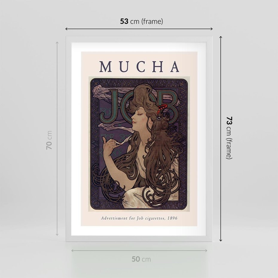 Plakat w ramie 50x70 - Reprodukcja A.Mucha - Mucha, plakat z reprodukcją - rama biała