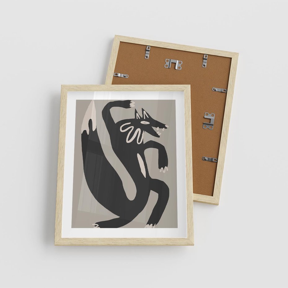 Plakat w ramie 40x50 - Strukturalne Odbicia Północy - skandynawska sztuka, lis - rama drewno