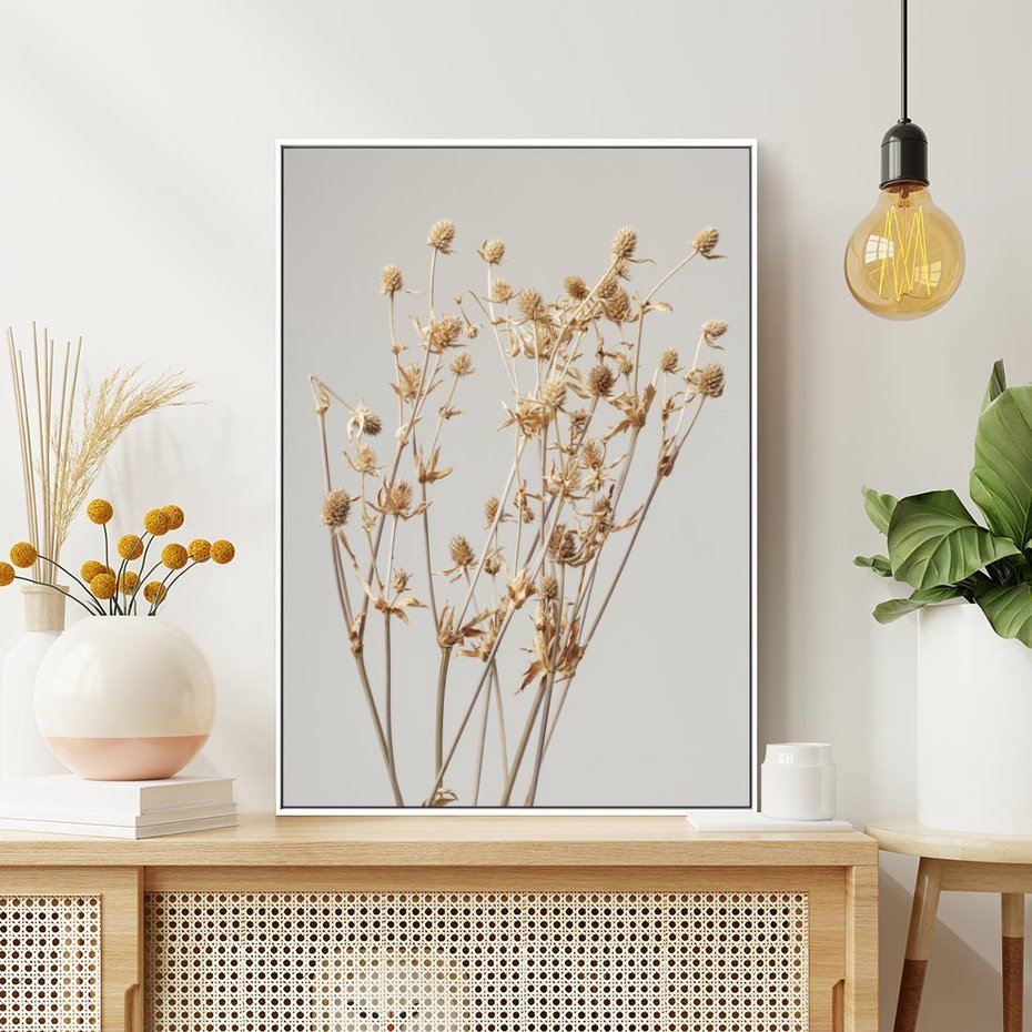 Obraz w ramie 80x120 - Delikatne gipsówki - gipsówka, suche - rama biała