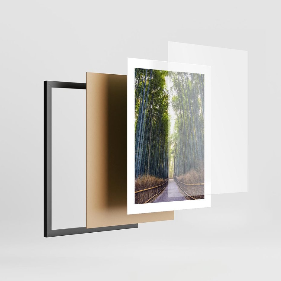 Plakat w ramie 30x40 - Urokliwa dróżka w lesie - las, dróżka - rama czarna