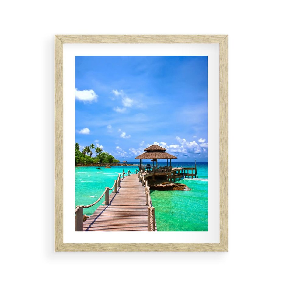 Plakat w ramie 40x50 - Magia tropikalnego oceanu - ocean, tropiki - rama drewno