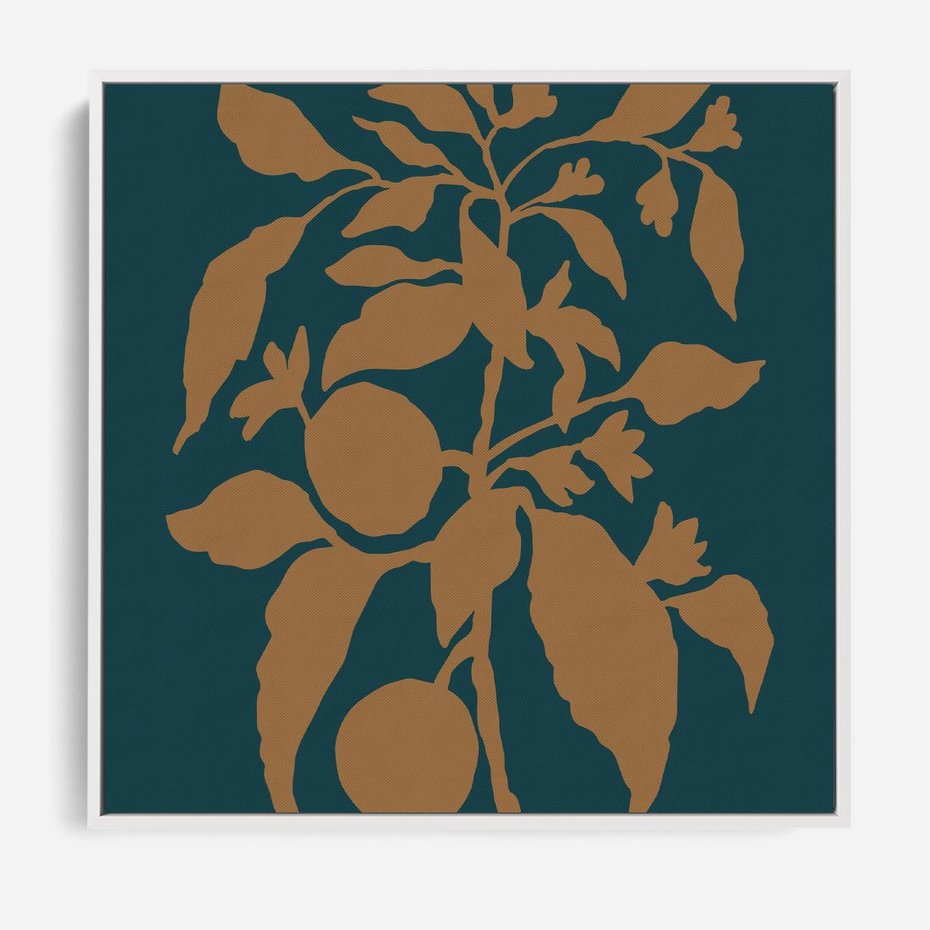 Obraz w ramie 80x80 - Boho Ekspresja Emocji - abstrakcyjna boho grafika, ciemne zielone tłó - rama biała