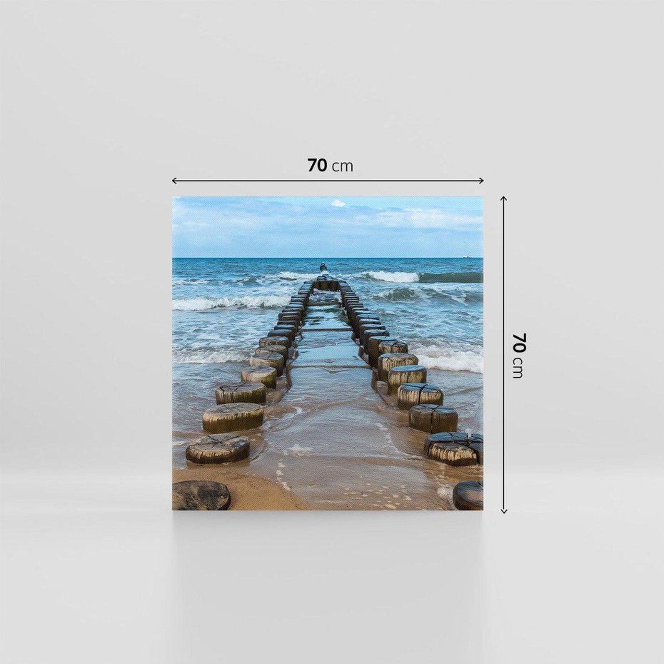 Obraz na płótnie 70x70 - Falochron na brzegu morza - falochron, morze