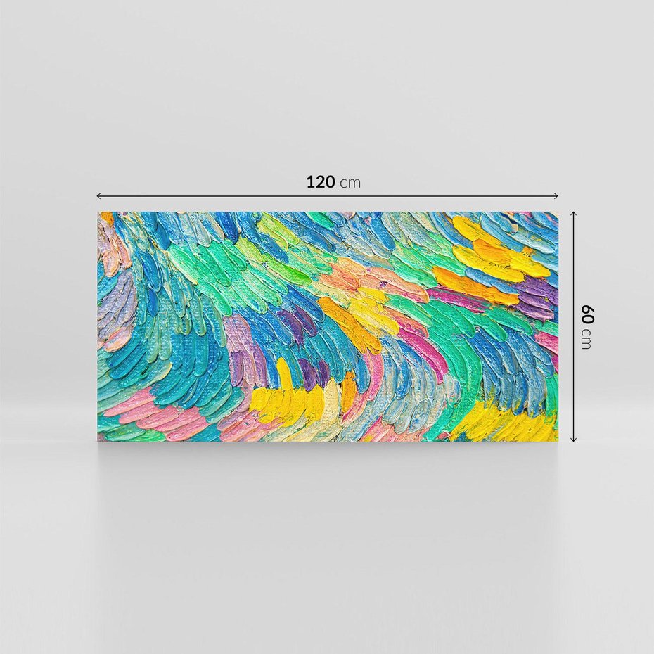 Obraz na płótnie 120x60 - Egzotyczne Pióra - abstrakcyjne dzieło, farby olejne