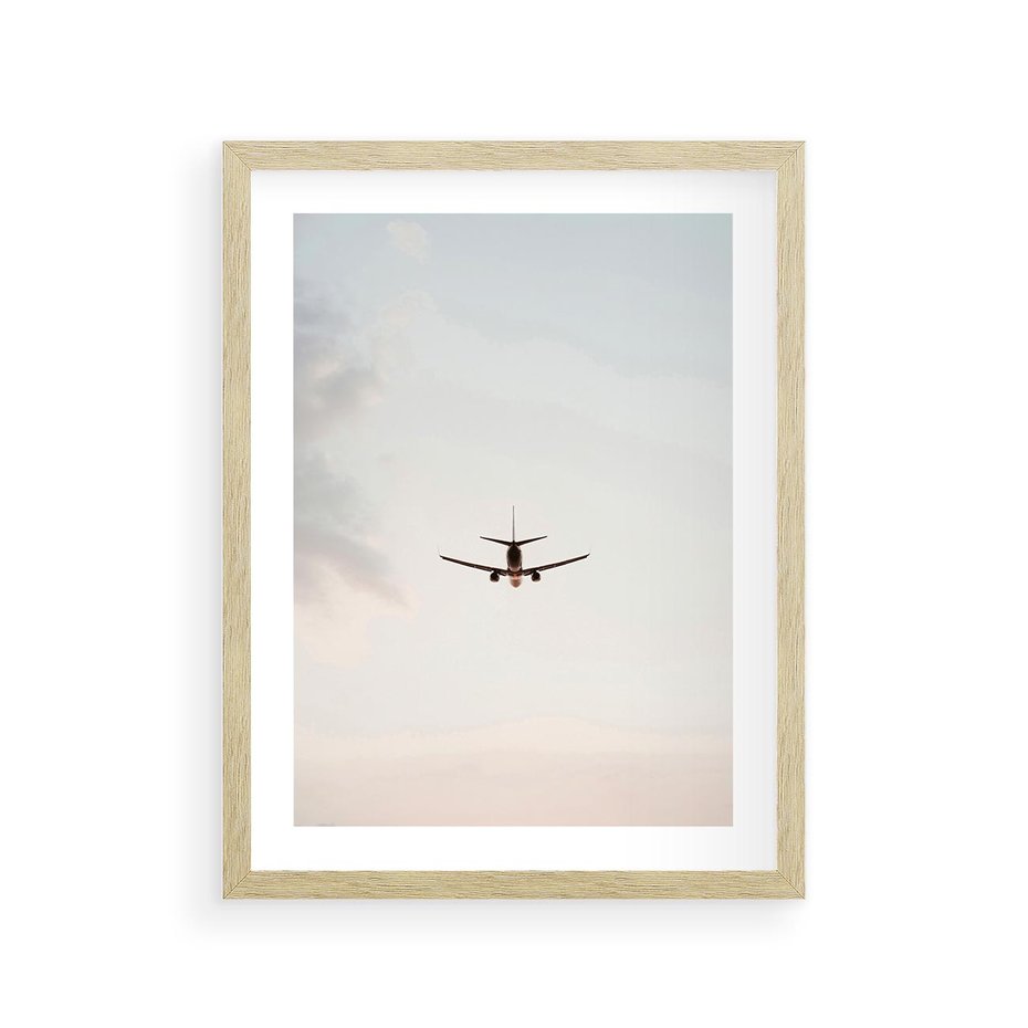 Plakat w ramie 30x40 - W Powietrzu: Samolot na Niebie - samolot w przestworzach, samolot na niebie - rama drewno