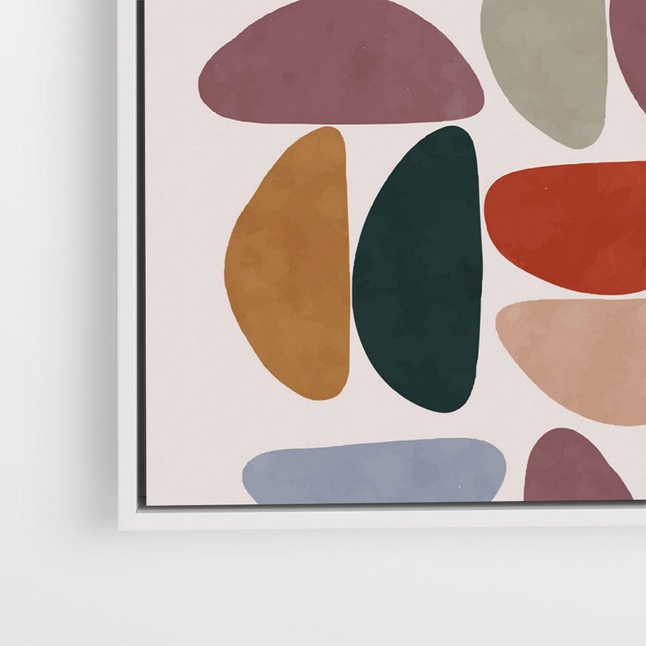 Obraz w ramie 80x80 - Kolorowe Echo Boho - abstrakcyjny obraz, geometryczna kompozycja - rama biała