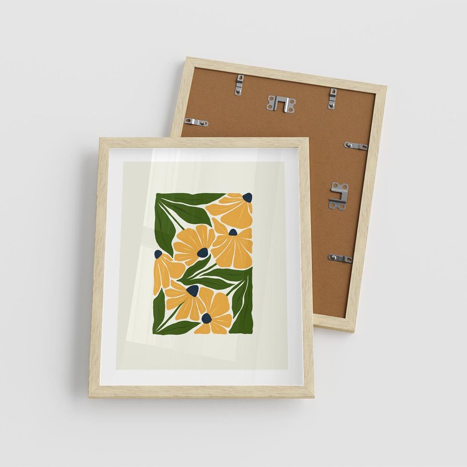 Plakat w ramie 40x50 - Świetliste Kwiaty Natury - kwiaty, nowoczesna grafika - rama drewno