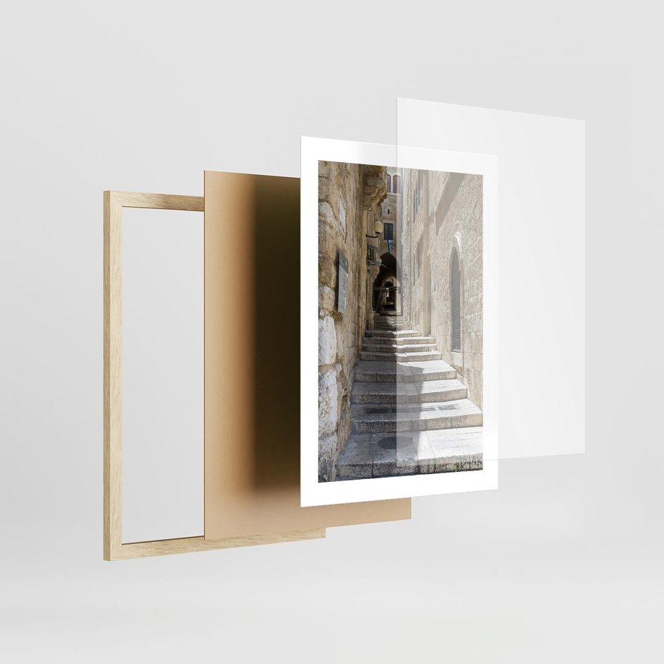 Plakat w ramie 30x40 - Urok uliczki: perspektywa miasta - uliczka, perspektywa - rama drewno