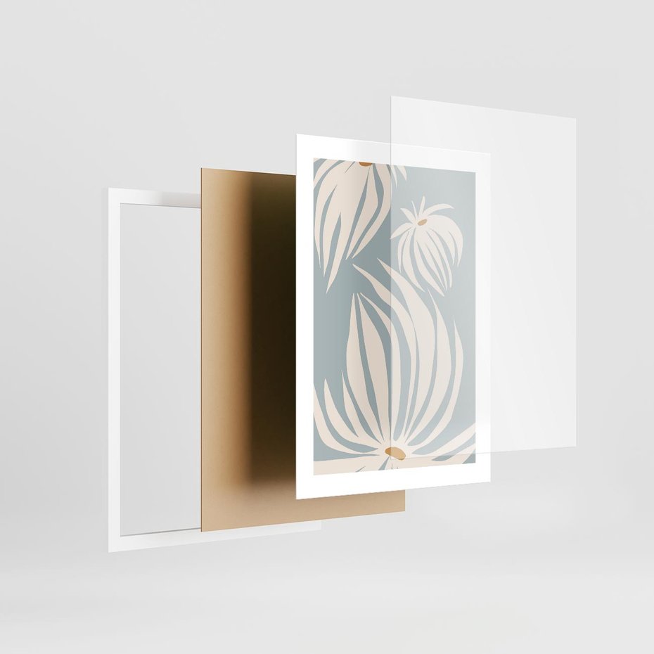 Plakat w ramie 30x40 - Kwiatowe Kształty - kwiaty, nowoczesne i minimalistyczne - rama biała