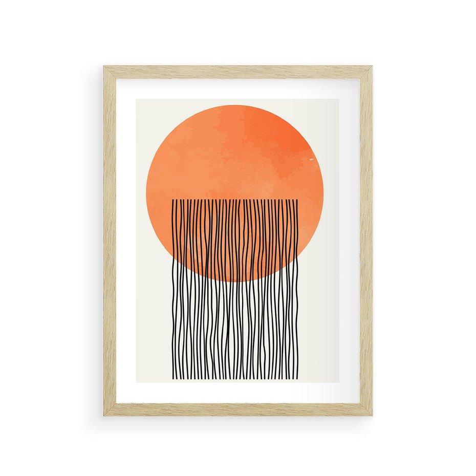 Plakat w ramie 30x40 - Echa Wyobraźni - koło, boho styl - rama drewno