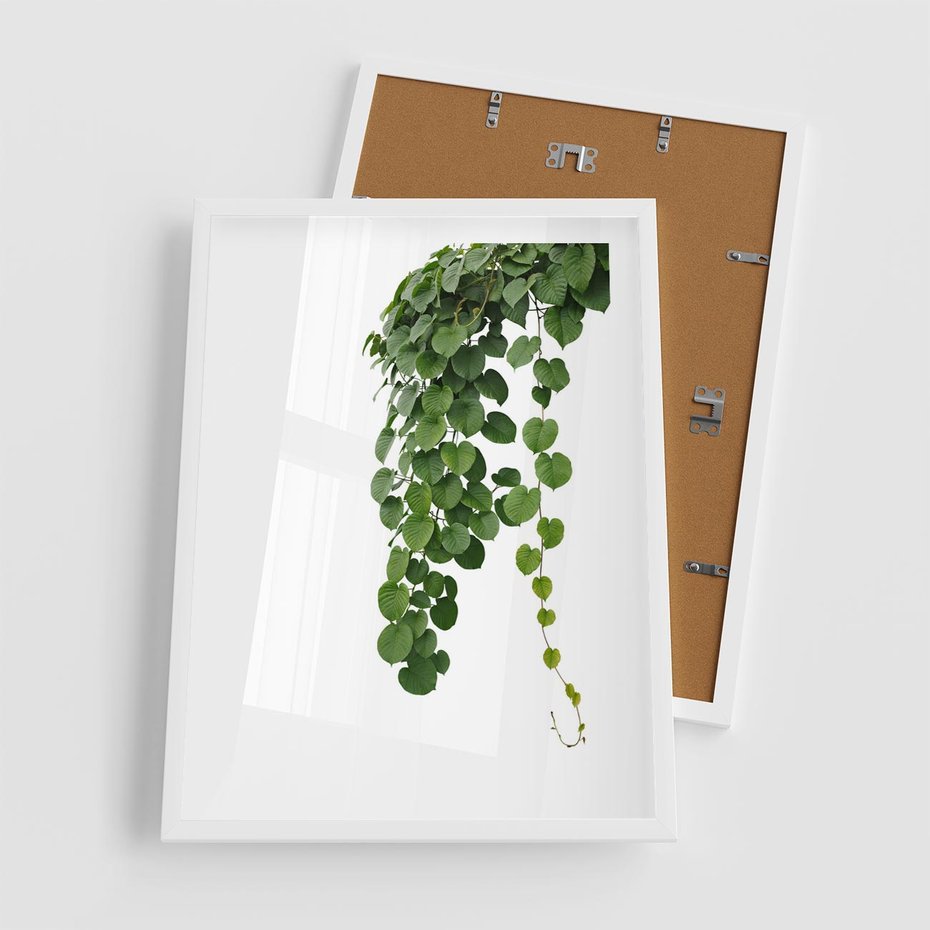 Plakat w ramie 50x70 - Świeżość Natury - liście, zielone - rama biała