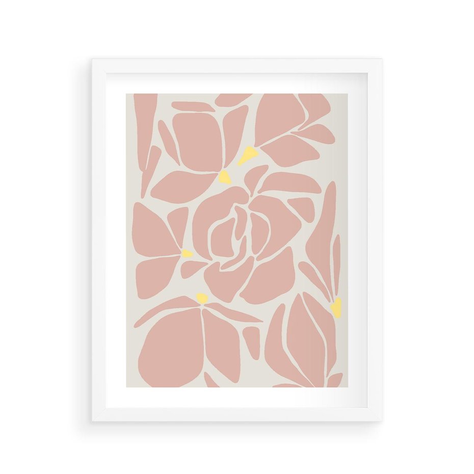 Plakat w ramie 40x50 - Rozplątane Akwarelowe Formy - abstrakcyjne boho kwiaty, kompozycja - rama biała