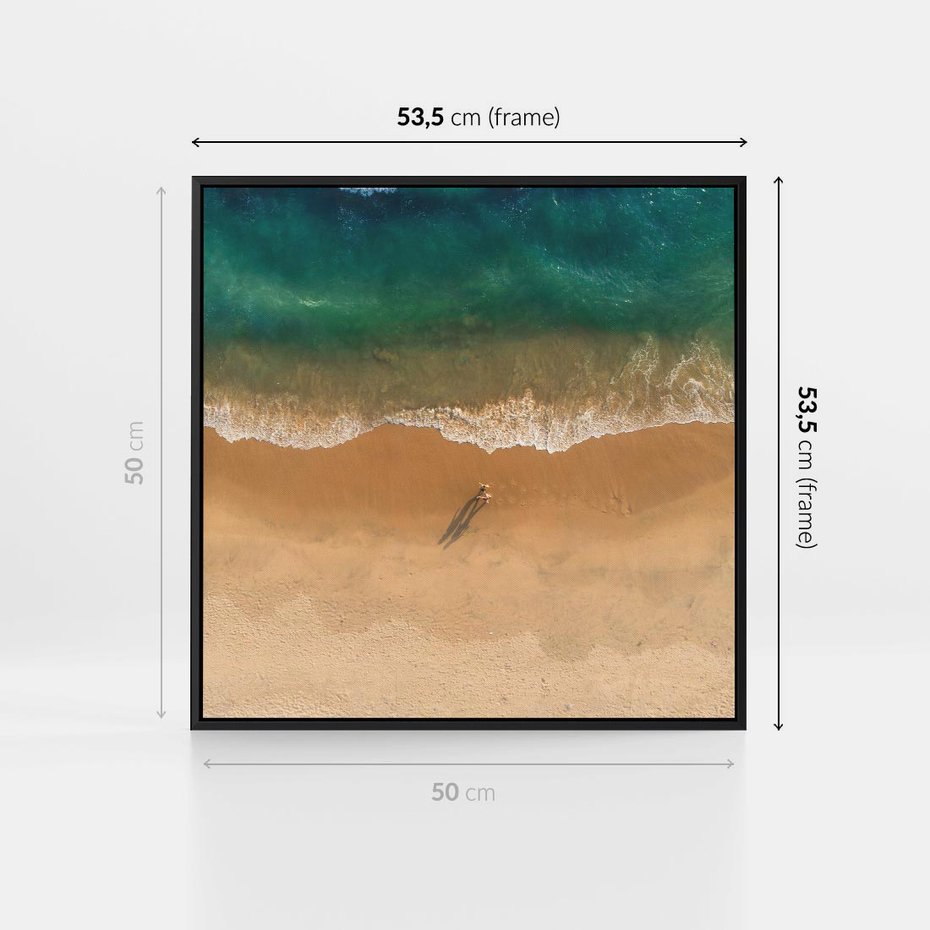 Obraz w ramie 50x50 - Oaza Relaksu - plaża, morze - rama czarna