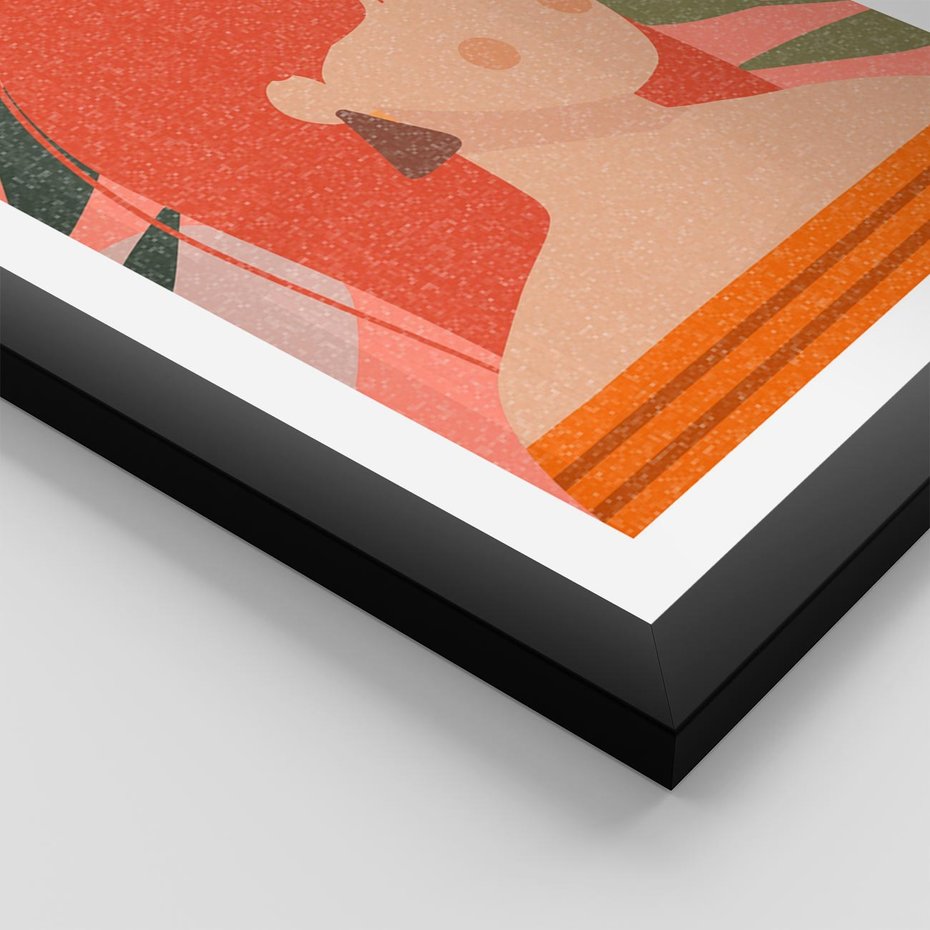 Plakat w ramie 50x70 - Kobieca Refleksja - nowoczesny plakat, styl retro - rama czarna