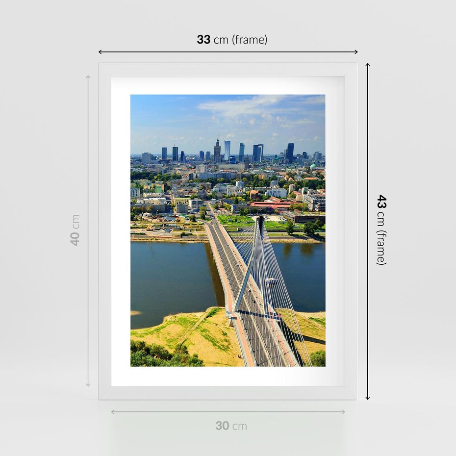 Plakat w ramie 30x40 - Most w metropolii - most, miato - rama biała