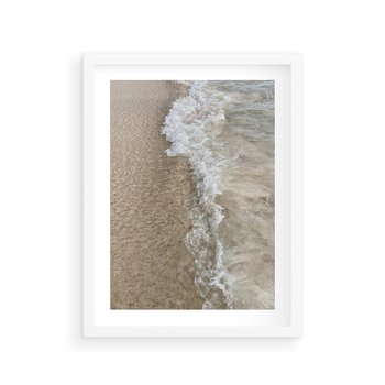 Plakat w ramie 40x50 - Fale Morza na Piasku - plaża, morze - rama biała
