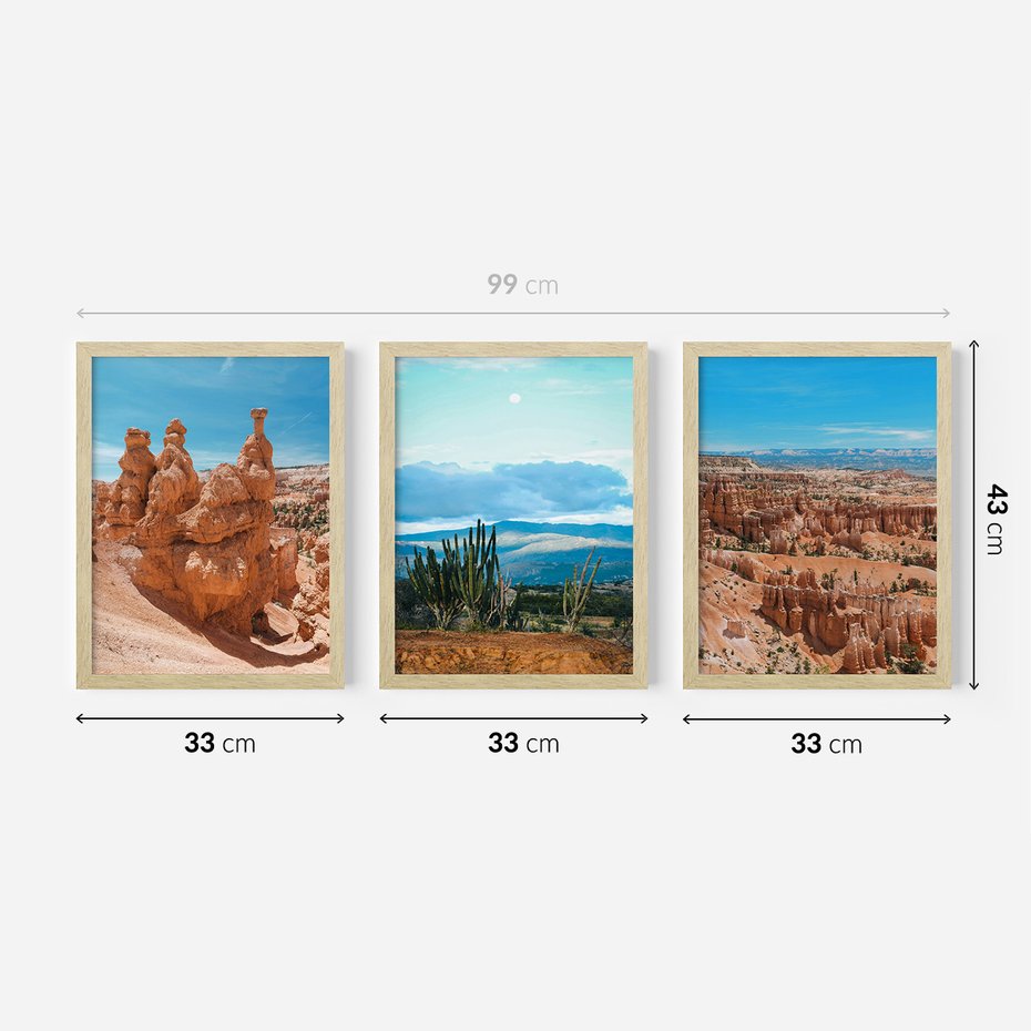 Zestaw obrazy w ramie 30x40 galeria - Kanion, pustynia, widok, pejzaż - rama drewno