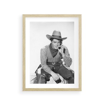 Plakat w ramie 30x40 - Dziki Zachód - retro zdjęcie, czarno białe - rama drewno