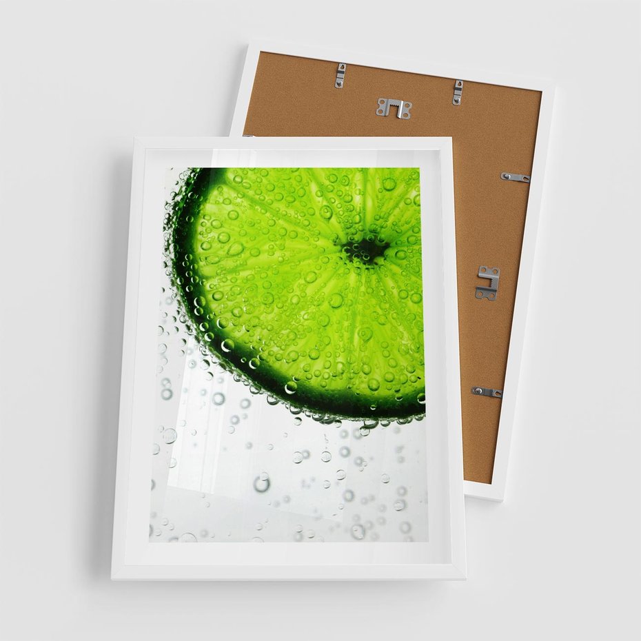 Plakat w ramie 50x70 - Świeżość i kwasowość limonki - limnka, owoce - rama biała
