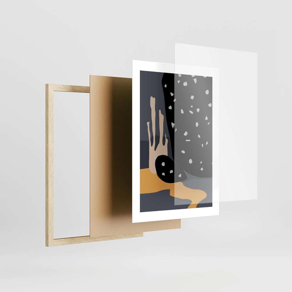 Plakat w ramie 30x40 - Formy Szarości - ciemny, mroczny plakat - rama drewno