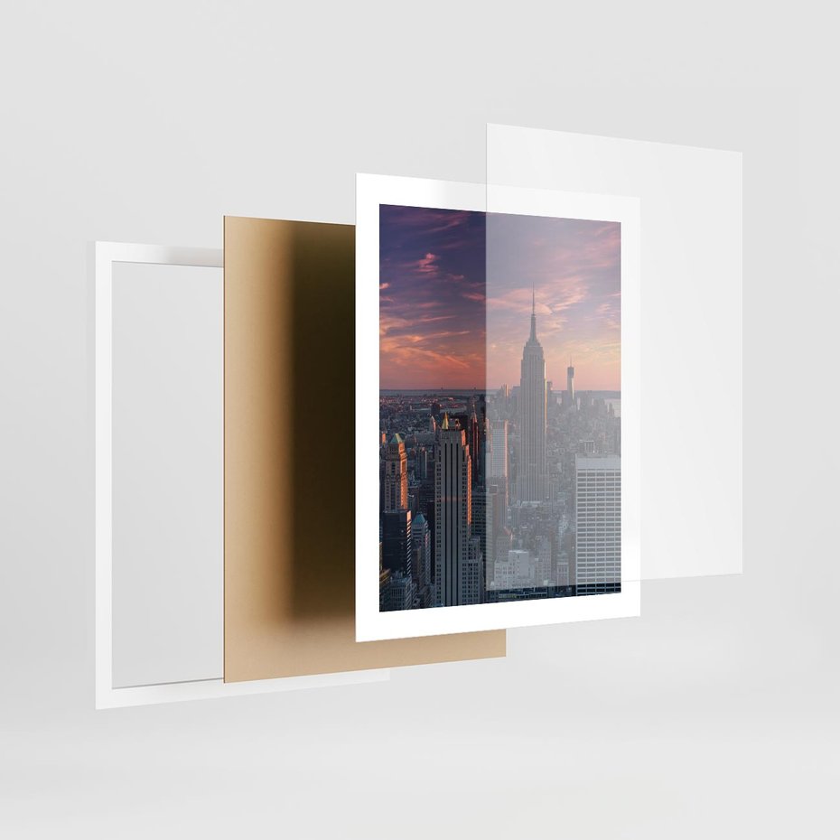 Plakat w ramie 40x50 - Nowy Jork - Błyskawice Manhattanu - Nowy Jork, Manhattan - rama biała