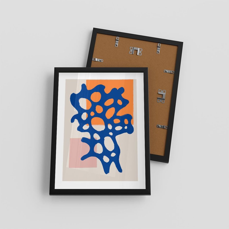 Plakat w ramie 30x40 - Delikatne Plamiste Refleksje - abstrakcja, nowoczesny plakat - rama czarna