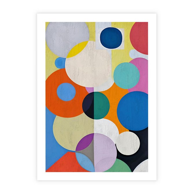 Plakat bez ramy 21x30 - Tajemnicze Odbicia Czasu - abstrakcyjne geometryczne kształty, olejny obraz